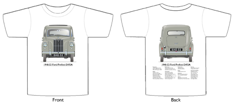 Ford Prefect E493A 1948-53 T-shirt Front & Back